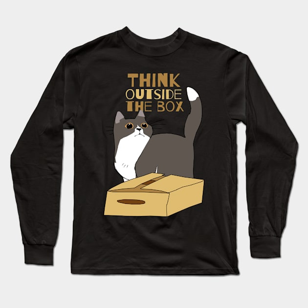 Chubby Cat and the Box Long Sleeve T-Shirt by KewaleeTee